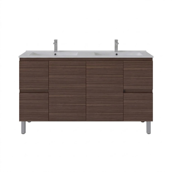 600-1800*460*880mm Poseidon Nordic Walnut Standard With Legs PVC Freestanding Vanity