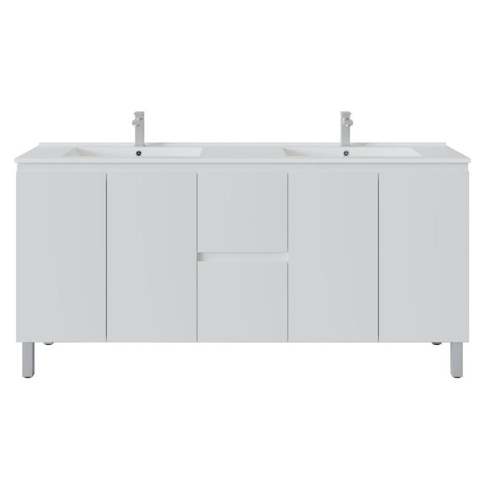 600-1800*460*880mm Poseidon Nordic Gloss White Standard With Legs PVC Freestanding Vanity