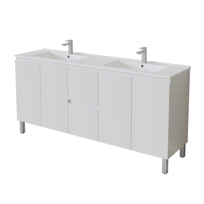 600-1800*460*880mm Poseidon Nordic Gloss White Standard With Legs PVC Freestanding Vanity