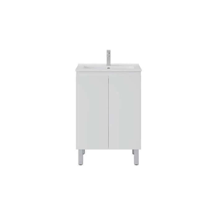 600/750/900*360*860mm Poseidon Nordic Slim White PVC Bathroom Freestanding Vanity