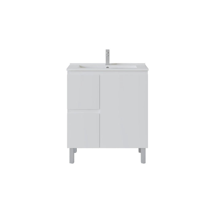 600/750/900*360*860mm Poseidon Nordic Slim White PVC Bathroom Freestanding Vanity