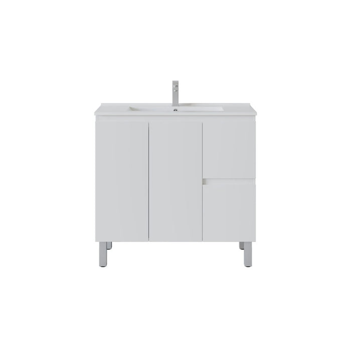 600/750/900*360*860mm Poseidon Nordic Slim White PVC Bathroom Freestanding Vanity