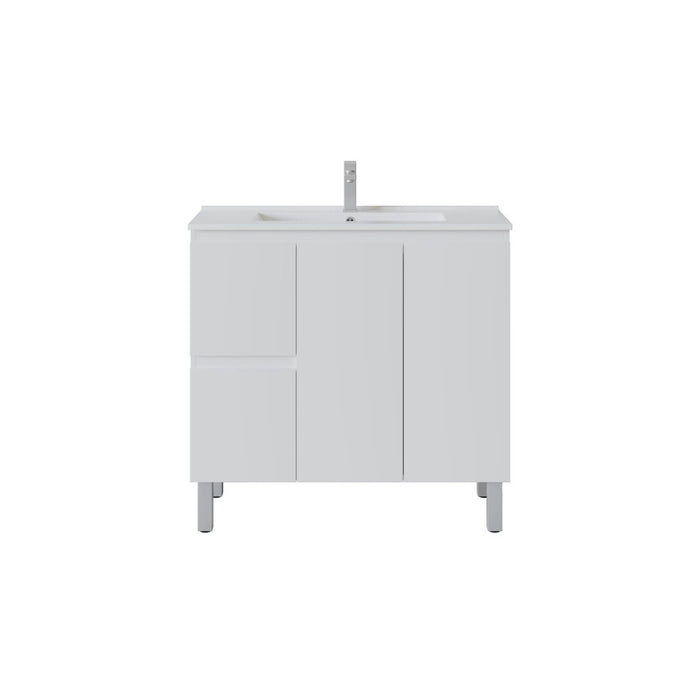 600/750/900*360*860mm Poseidon Nordic Slim White PVC Bathroom Freestanding Vanity