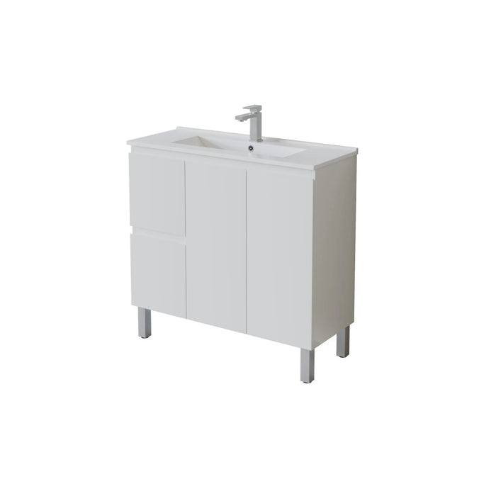 600/750/900*360*860mm Poseidon Nordic Slim White PVC Bathroom Freestanding Vanity