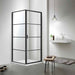 900/1000x2000mm 6mm Glass L Shape Pivot Grid Door with Fixed Return Panel Black Framed Shower Screens