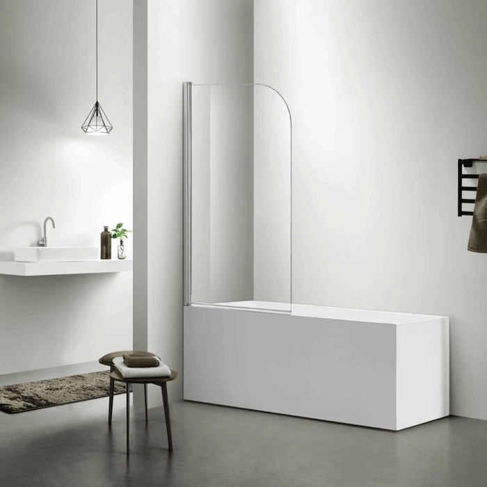 750/900mm 6mm Glass Covey Frameless Single Swing Panel Over Bathtub Shower Screens - 1500mm Height