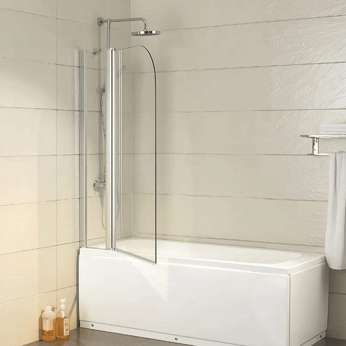 1000/1200mm 6mm Glass Covey Frameless Double Swing Panel Over Bathtub Shower Screens - 1500mm Height