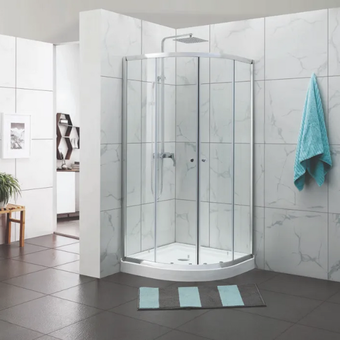 800/900/1000mm Covey Semi-Frameless Curved Double Sliding Doors 6mm Tempered Glass Shower Screens - 2000mm Height
