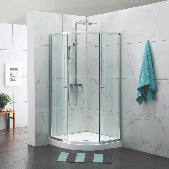 800/900/1000mm Covey Semi-Frameless Curved Double Sliding Doors 6mm Tempered Glass Shower Screens - 2000mm Height