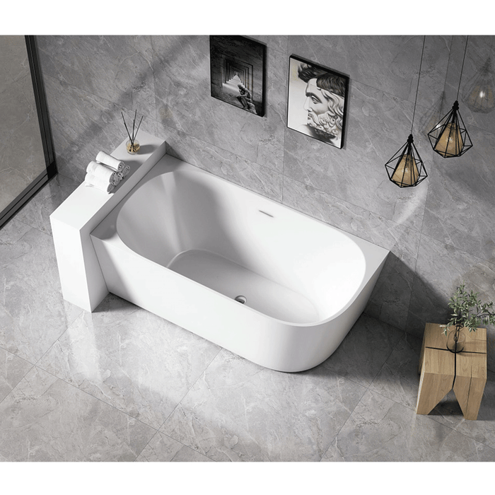 1300/1400*720*600mm Nerida Series Gloss White Corner Bathtub With Overflow