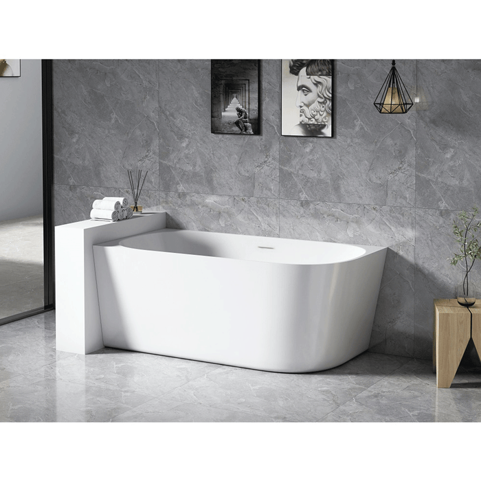 1300/1400*720*600mm Nerida Series Gloss White Corner Bathtub With Overflow
