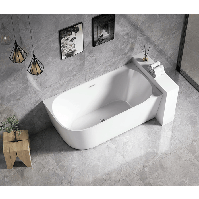 1300/1400*720*600mm Nerida Series Gloss White Corner Bathtub With Overflow
