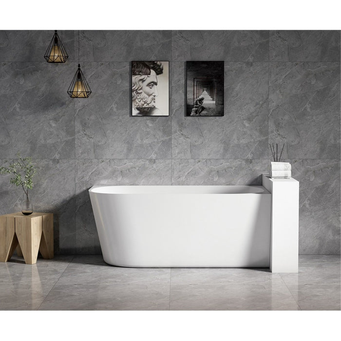 1300/1400*720*600mm Nerida Series Gloss White Corner Bathtub With Overflow