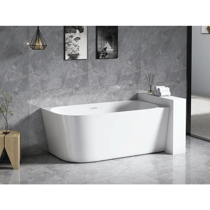 1300/1400*720*600mm Nerida Series Gloss White Corner Bathtub With Overflow