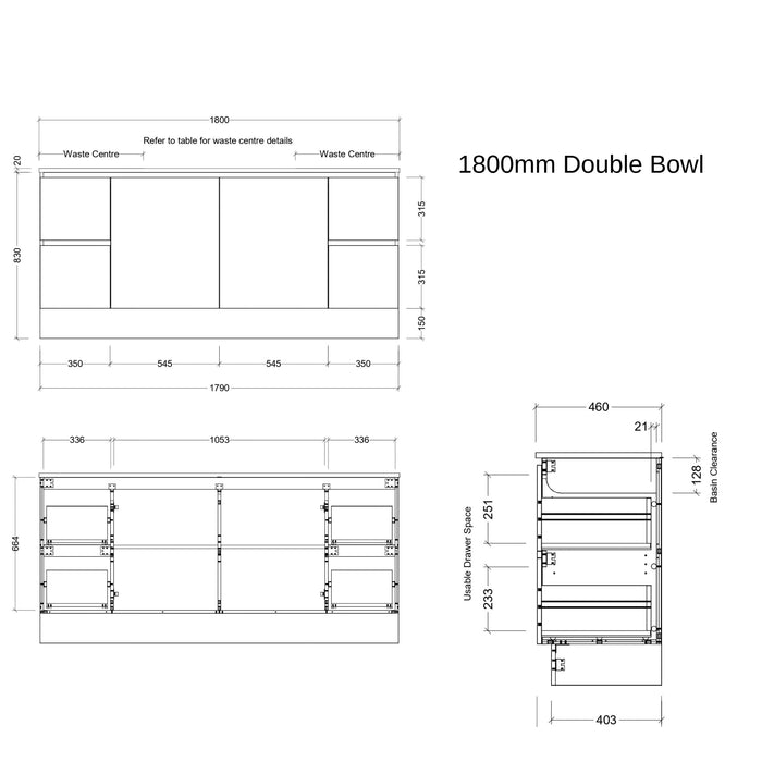 TIMBERLINE NEVADA CUSTOM FLOOR STANDING VANITY (ALL SIZING)
