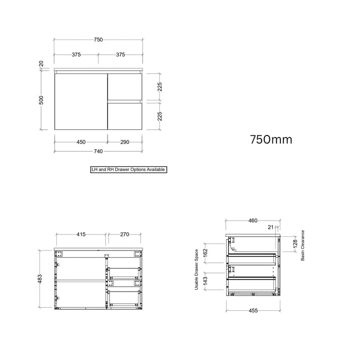 TIMBERLINE NEVADA CUSTOM WALL HUNG VANITY (ALL SIZING)