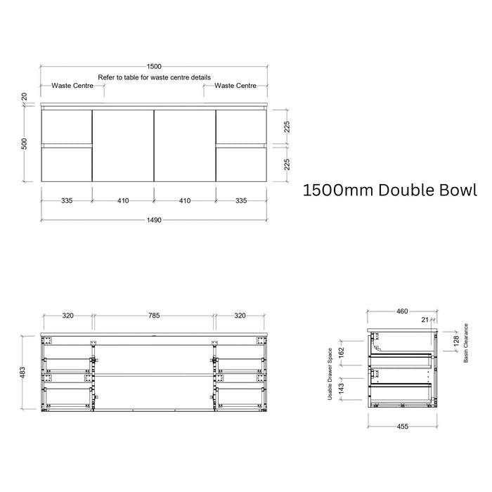 TIMBERLINE NEVADA CUSTOM WALL HUNG VANITY (ALL SIZING)