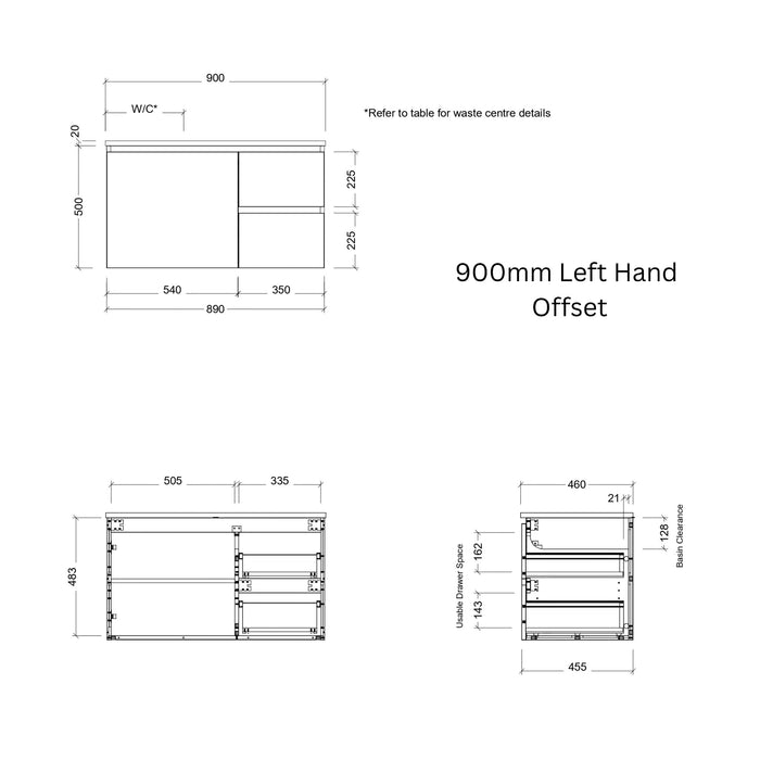 TIMBERLINE NEVADA CUSTOM WALL HUNG VANITY (ALL SIZING)