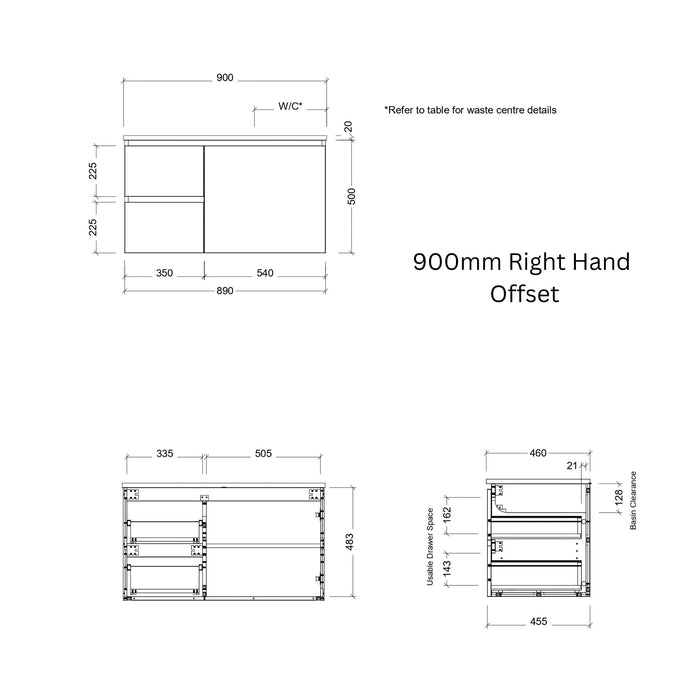 TIMBERLINE NEVADA CUSTOM WALL HUNG VANITY (ALL SIZING)