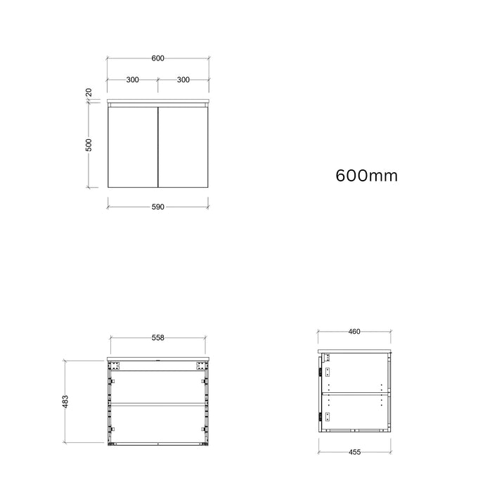 TIMBERLINE NEVADA CUSTOM WALL HUNG VANITY (ALL SIZING)
