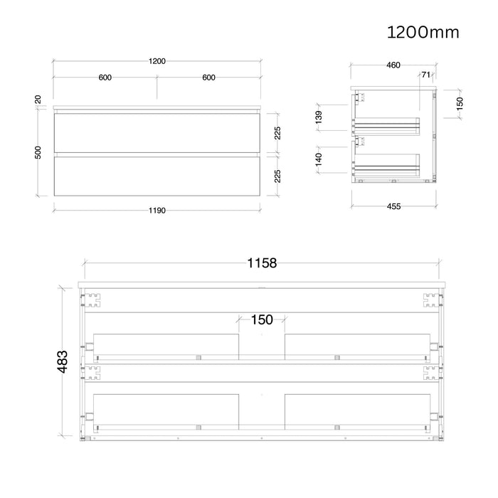 TIMBERLINE NEVADA PLUS CUSTOM WALL HUNG VANITY (ALL SIZING)