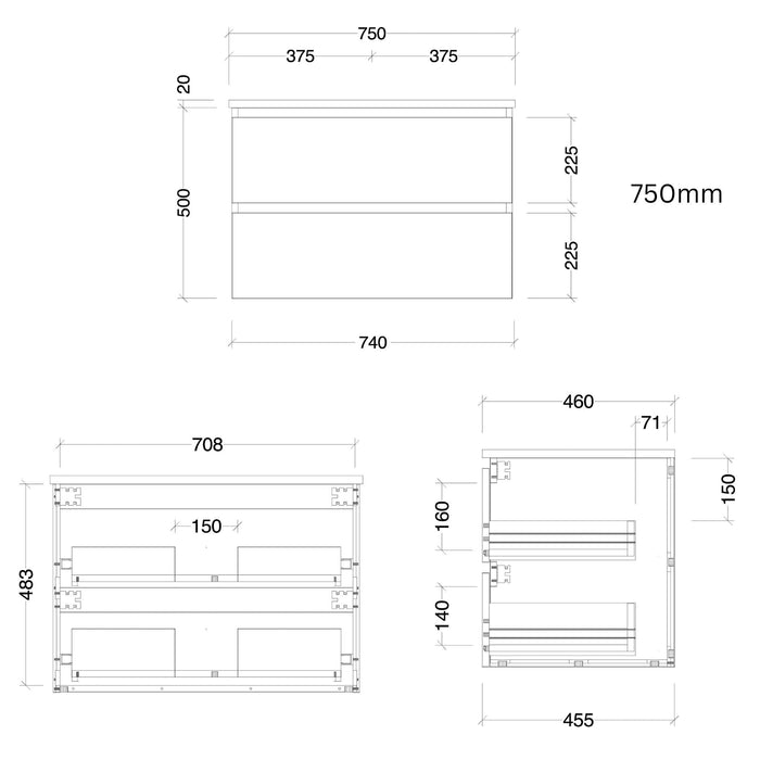 TIMBERLINE NEVADA PLUS CUSTOM WALL HUNG VANITY (ALL SIZING)