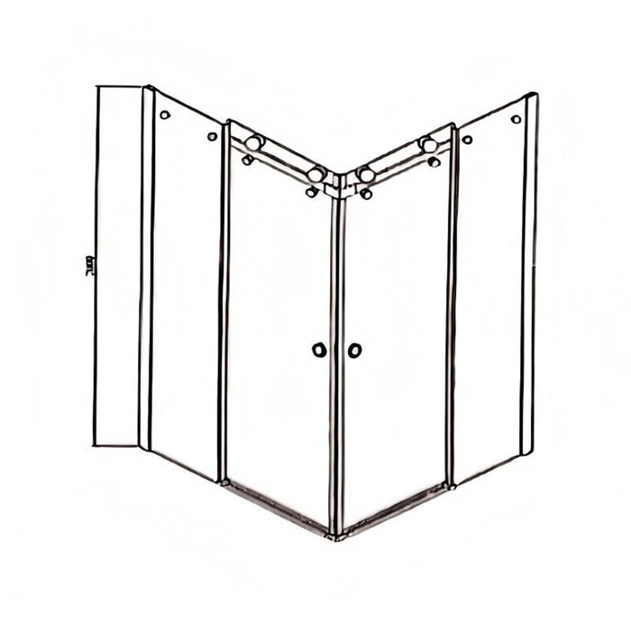 900-1800*2000mm SUN 8mm Glass Double Sliding L Shape Frameless Chrome Fittings Shower Screens