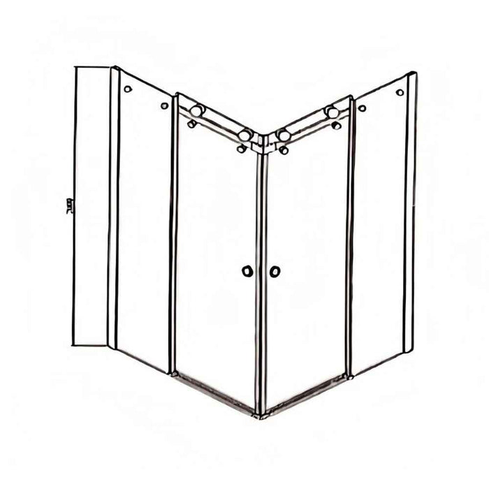 900-1800*2000mm SUN 8mm Glass Double Sliding L Shape Frameless Gun Metal Fittings Shower Screens