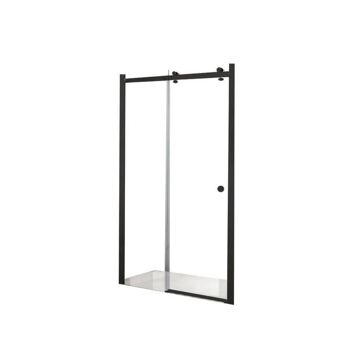 900-1800*2000mm SUN 8mm Glass Sliding Wall To Wall Frameless Black Fittings Shower Screens