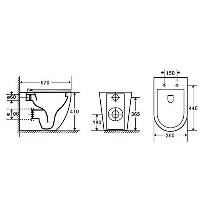 570*360*410mm Mercio Norton99 Gloss White Mercio Quiet Wall-Faced Floor Toilet & Geberit Alpha Cistern & Button
