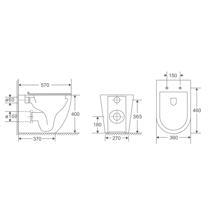 570*360*400mm Mercio Norton99 Matt White Mercio Quiet Wall-Faced Floor Toilet & Geberit Alpha Cistern & Button