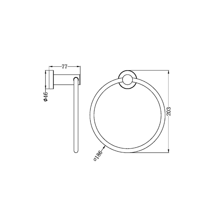 Nero Classic Hand Towel Ring Chrome/Matte Black/Brushed Nickel