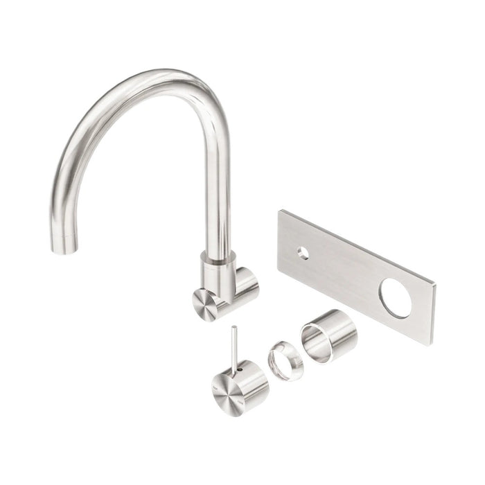 270mm Nero Mecca Brass Round Wall Basin/Bath Mixer With Swivel Spout Handle Up