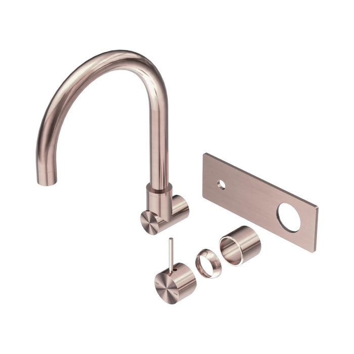 270mm Nero Mecca Brass Round Wall Basin/Bath Mixer With Swivel Spout Handle Up