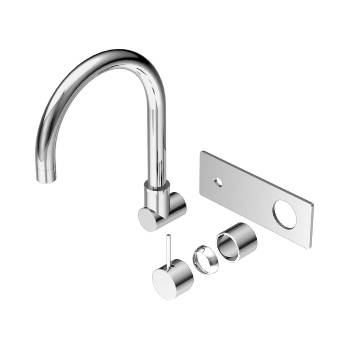 270mm Nero Mecca Brass Round Wall Basin/Bath Mixer With Swivel Spout Handle Up