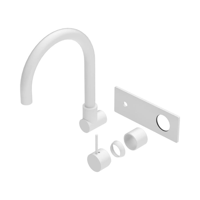 270mm Nero Mecca Brass Round Wall Basin/Bath Mixer With Swivel Spout Handle Up
