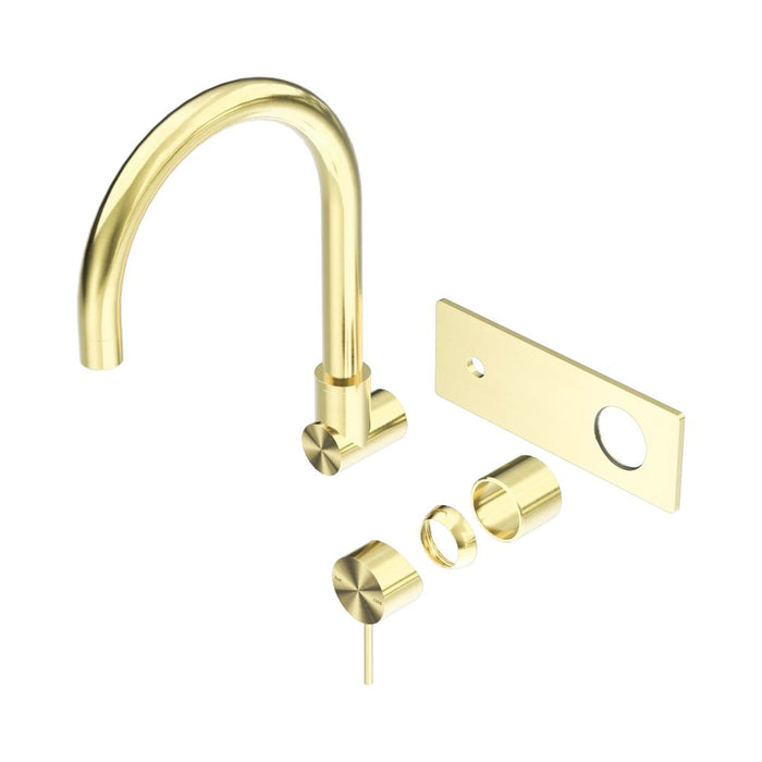 270mm Nero Mecca Brass Round Wall Basin/Bath Mixer With Swivel Spout