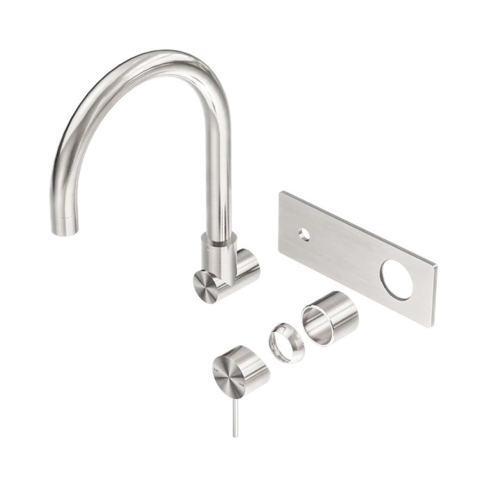 270mm Nero Mecca Brass Round Wall Basin/Bath Mixer With Swivel Spout