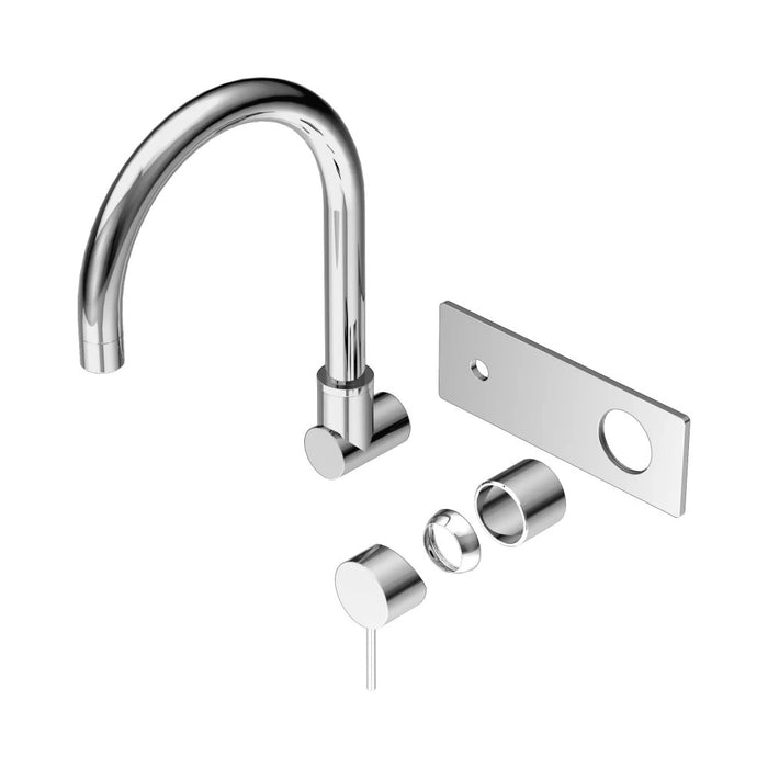 270mm Nero Mecca Brass Round Wall Basin/Bath Mixer With Swivel Spout