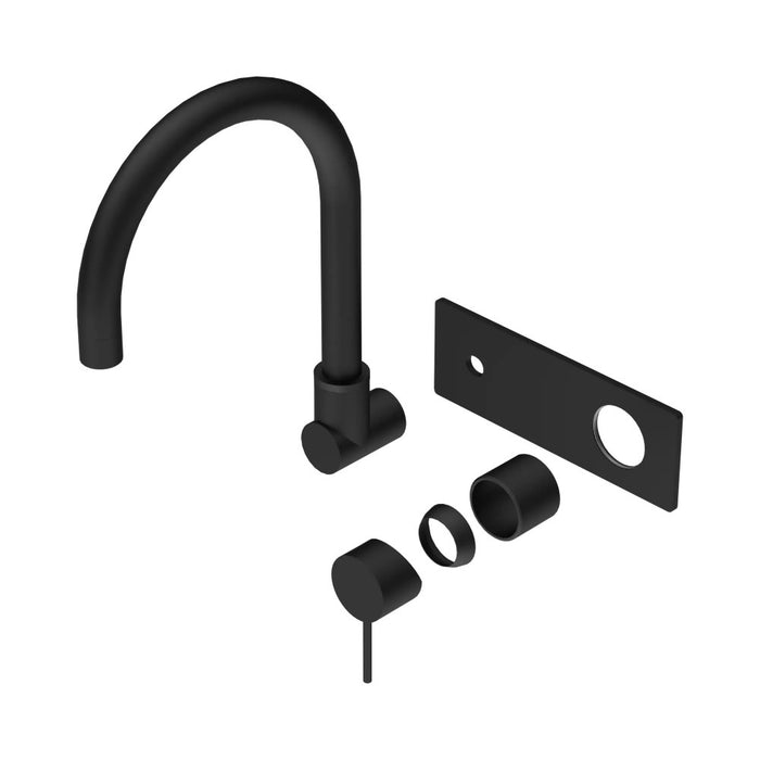 270mm Nero Mecca Brass Round Wall Basin/Bath Mixer With Swivel Spout