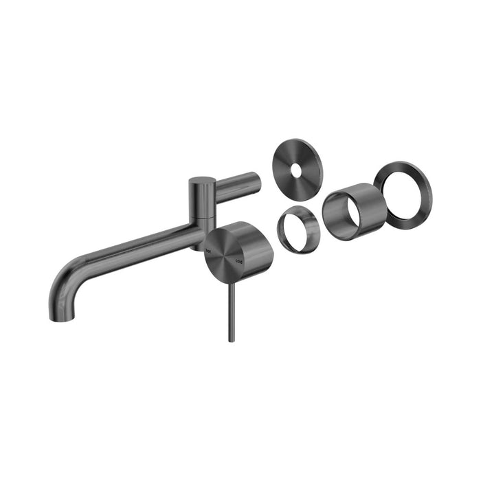 225mm Nero Mecca Brass Round Wall Basin/Bath Mixer With Swivel Spout