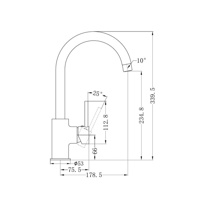 Nero Dolce Lead-Free DZR Brass Round Gooseneck Kitchen Mixer