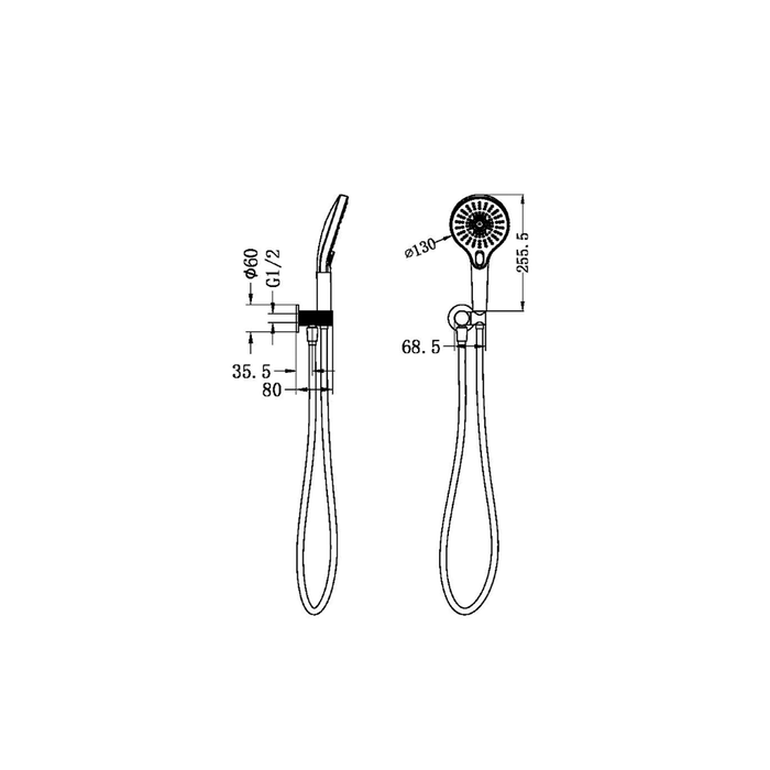 Nero Opal Brass Brushed Nickel/Brushed Gold Brushed Bronze Graphite On Bracket Hand Showers