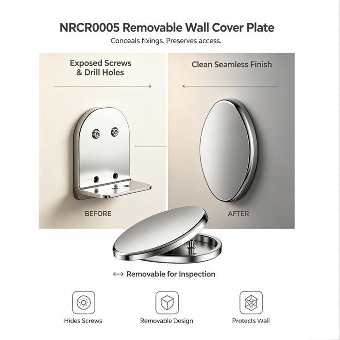 52*115mm Nero Mecca Care Stainless Steel Backrest Removable Wall Cover Plate