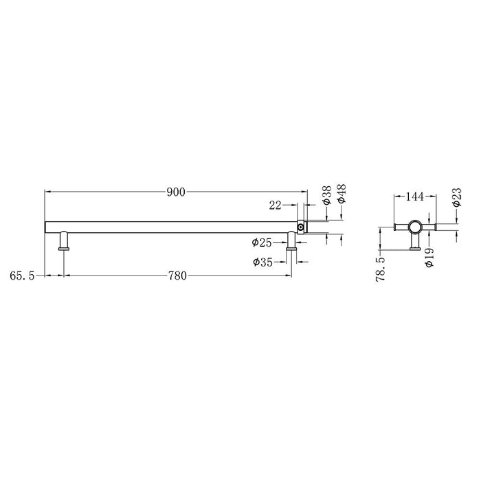 900mm Nero 304 Stainless Steel Vertical Non-heated Towel Rail