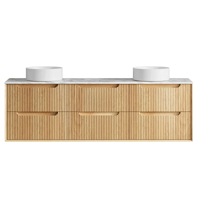 600-1800*550*460mm OTTI Byron Woodland Oak High Moisture Resistant Plywood Fluted Bathroom Wall Hung Vanity