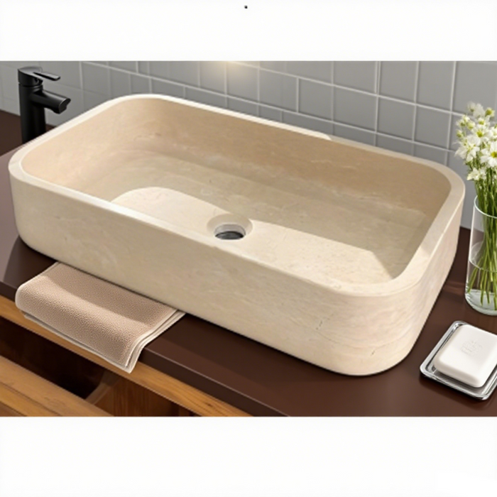 600*350*120mm Sunny Tile New Marfil Beige Marble Stone Rectangle Above Counter Basin