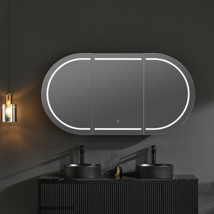 900/1200/1500mm Poseidon LED Olivia Oval Copper-free Polyurethane Shaving Cabinet