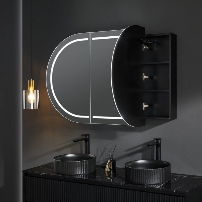 900/1200/1500mm Poseidon LED Olivia Oval Copper-free Polyurethane Shaving Cabinet
