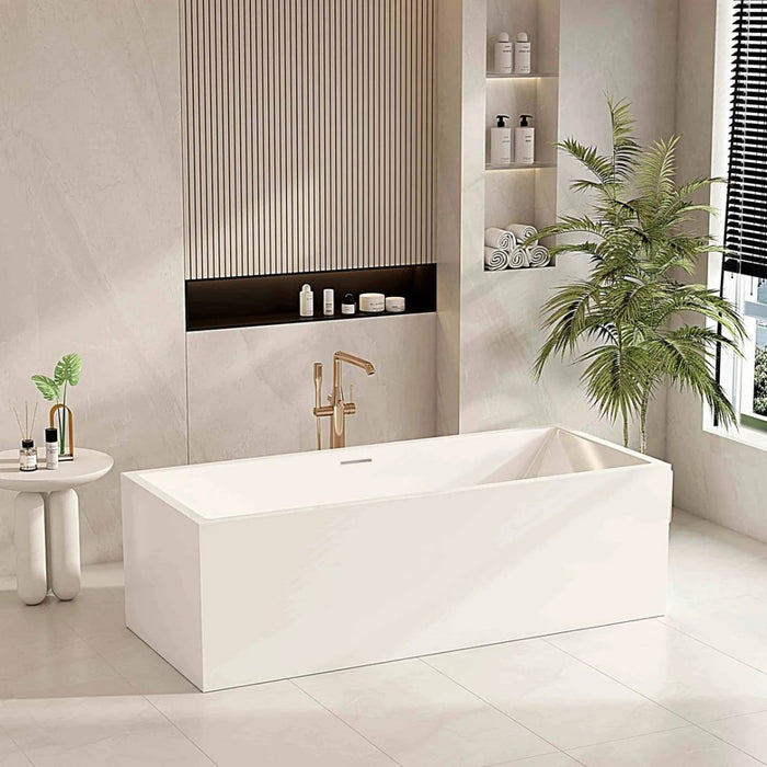1300/1400/1500/1700mm Mercio Orta Gloss White Rectangle Multi-Fit Freestanding Bathtub